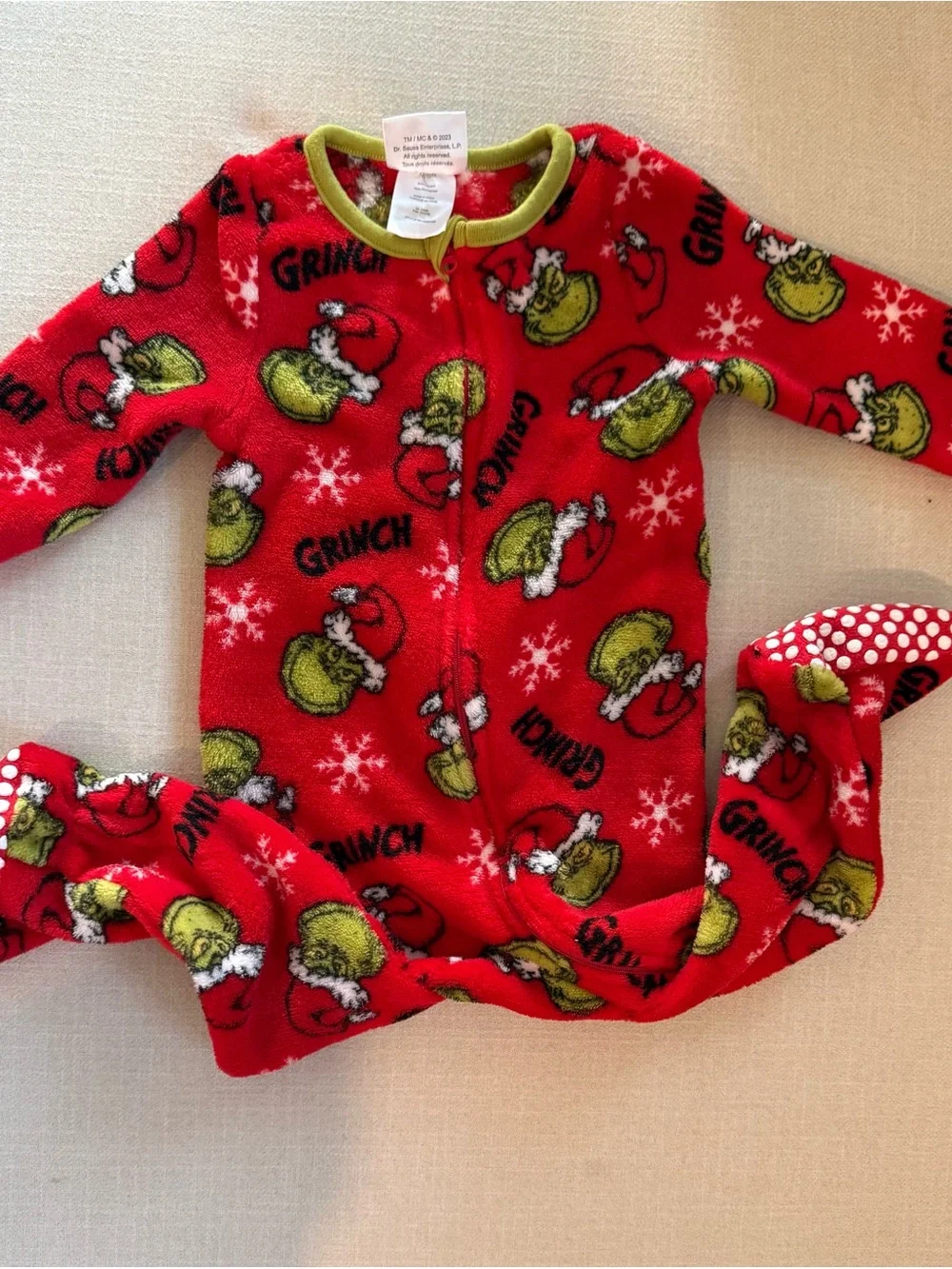 Kids Grinch Red Fleece One-Piece Pajamas